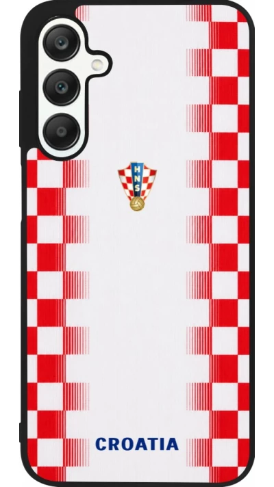 Samsung Galaxy A25 Case Hülle - Silikon schwarz Kroatien 2026 personalisierbares Fussballtrikot