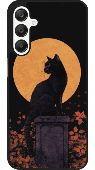 Samsung Galaxy A25 Case Hülle - Silikon schwarz Halloween 2026 Cat Art Nouveau
