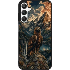 Coque Samsung Galaxy A25 - Silicone rigide noir Linocut Aigle Royal