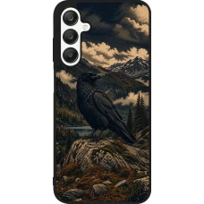 Coque Samsung Galaxy A25 - Silicone rigide noir Linocut Grand Corbeau