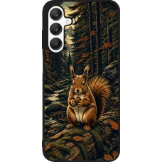 Coque Samsung Galaxy A25 - Silicone rigide noir Linocut Ecureuil