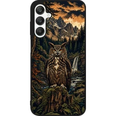 Coque Samsung Galaxy A25 - Silicone rigide noir Linocut Grand-Duc