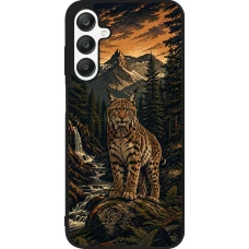 Coque Samsung Galaxy A25 - Silicone rigide noir Linocut Lynx