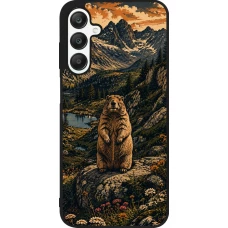 Coque Samsung Galaxy A25 - Silicone rigide noir Linocut Marmotte
