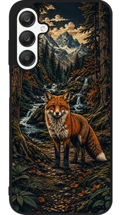 Coque Samsung Galaxy A25 - Silicone rigide noir Linocut Renard
