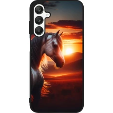 Samsung Galaxy A25 Case Hülle - Silikon schwarz Majestätischer Sonnenuntergang Pferd