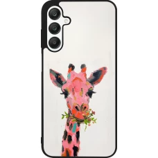 Coque Samsung Galaxy A25 - Silicone rigide noir Pink Girafe Paint