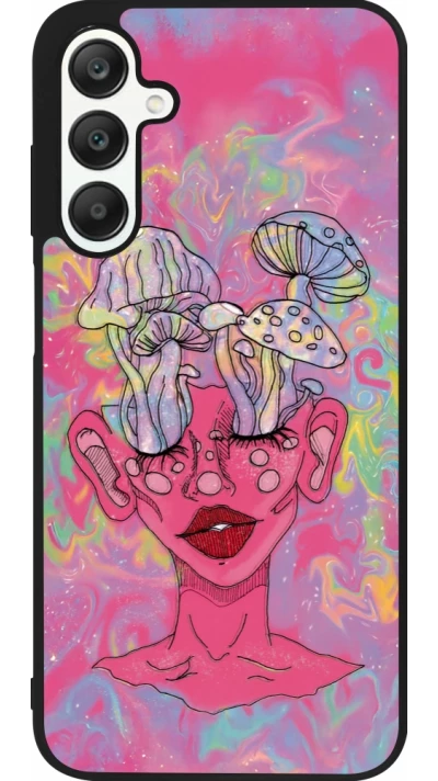 Samsung Galaxy A25 Case Hülle - Silikon schwarz Psychedelic pink mushroom