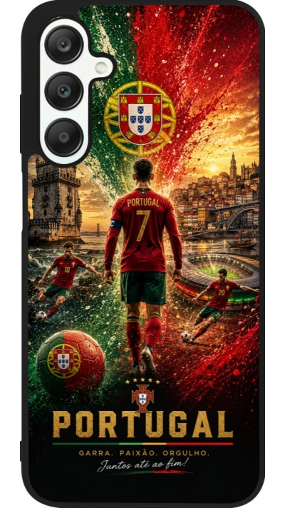 Samsung Galaxy A25 Case Hülle - Silikon schwarz Fussball Portugal splash 2026