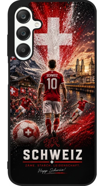 Samsung Galaxy A25 Case Hülle - Silikon schwarz Fussball Schweiz splash 2026