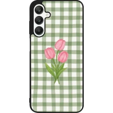 Coque Samsung Galaxy A25 - Silicone rigide noir Green vichy tulips Spring 2026