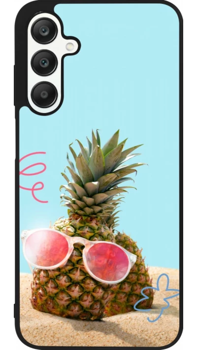 Coque Samsung Galaxy A25 - Silicone rigide noir Pineapple with glasses Summer 2026