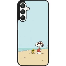 Coque Samsung Galaxy A25 - Silicone rigide noir Snoopy on the beach Summer 2026