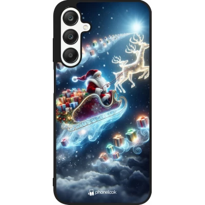 Coque Samsung Galaxy A25 - Silicone rigide noir Noël 2023 Père Noël enchanté