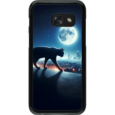 Samsung Galaxy A3 (2017) Case Hülle - Schwarze Katze unter dem Vollmond