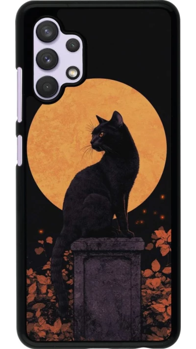 Samsung Galaxy A32 Case Hülle - Halloween 2026 Cat Art Nouveau