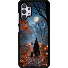 Samsung Galaxy A32 Case Hülle - Halloween 2026 Witch with a cat
