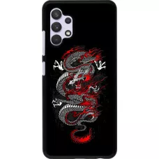 Samsung Galaxy A32 Case Hülle - Japanese style Dragon Tattoo Red Black