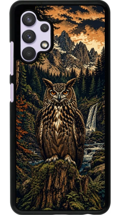 Coque Samsung Galaxy A32 - Linocut Grand-Duc