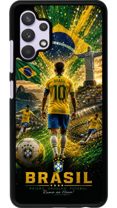Samsung Galaxy A32 Case Hülle - Fussball Brasilien splash 2026