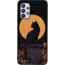 Samsung Galaxy A32 Case Hülle - Silikon schwarz Halloween 2026 Cat Art Nouveau
