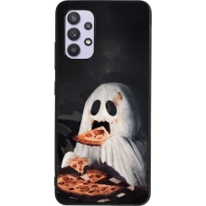 Coque Samsung Galaxy A32 - Silicone rigide noir Halloween 2026 Ghost eating pizza