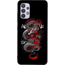 Samsung Galaxy A32 Case Hülle - Silikon schwarz Japanese style Dragon Tattoo Red Black