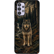 Samsung Galaxy A32 Case Hülle - Silikon schwarz Linocut Wold