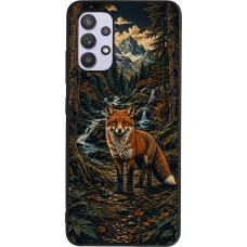 Coque Samsung Galaxy A32 - Silicone rigide noir Linocut Renard