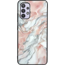 Coque Samsung Galaxy A32 - Silicone rigide noir Marbre Rose Lumineux