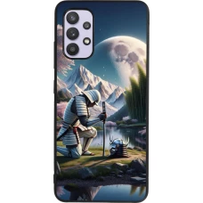 Coque Samsung Galaxy A32 - Silicone rigide noir Samurai Katana Lune