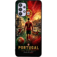 Samsung Galaxy A32 Case Hülle - Silikon schwarz Fussball Portugal splash 2026