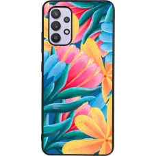 Samsung Galaxy A32 Case Hülle - Silikon schwarz Spring 23 colorful flowers