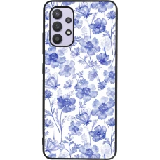 Samsung Galaxy A32 Case Hülle - Silikon schwarz Spring 23 watercolor blue flowers