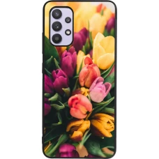 Coque Samsung Galaxy A32 - Silicone rigide noir Bouquet of tulips Spring 2026