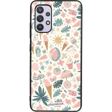 Samsung Galaxy A32 Case Hülle - Silikon schwarz Sommer Pink Muster