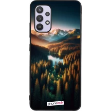 Samsung Galaxy A32 Case Hülle - Silikon schwarz Sonnenuntergang Waldsee
