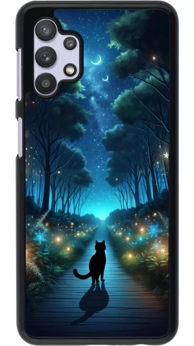 Samsung Galaxy A32 5G Case Hülle - Schwarze Katze Spaziergang