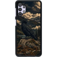 Samsung Galaxy A32 5G Case Hülle - Linocut Grosser Rabe