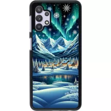 Samsung Galaxy A32 5G Case Hülle - Verschneites Bergdorf am See in der Nacht