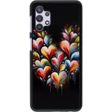 Coque Samsung Galaxy A32 5G - Valentine 2024 Coeur Noir Abstrait