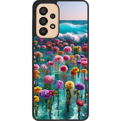 Samsung Galaxy A33 5G Case Hülle - Silikon schwarz Blumenmeer Wellen