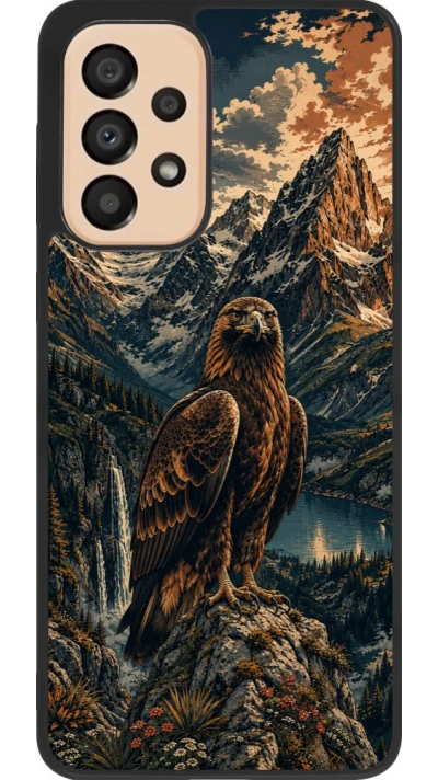 Samsung Galaxy A33 5G Case Hülle - Silikon schwarz Linocut Steinadler