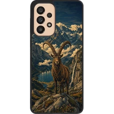 Samsung Galaxy A33 5G Case Hülle - Silikon schwarz Linocut Steinbock