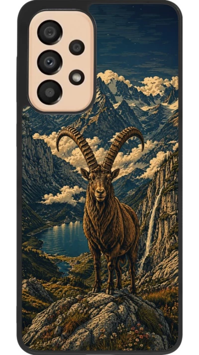 Samsung Galaxy A33 5G Case Hülle - Silikon schwarz Linocut Steinbock