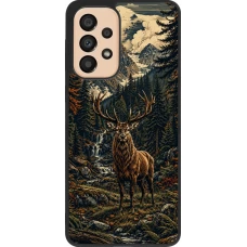 Samsung Galaxy A33 5G Case Hülle - Silikon schwarz Linocut Reh