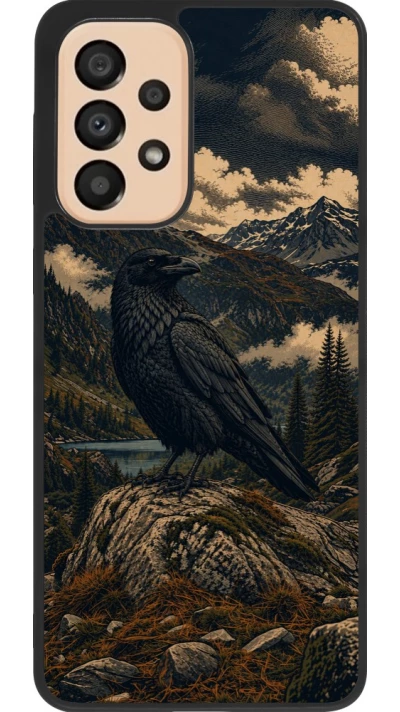 Samsung Galaxy A33 5G Case Hülle - Silikon schwarz Linocut Grosser Rabe
