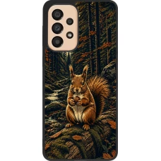 Samsung Galaxy A33 5G Case Hülle - Silikon schwarz Linocut Eichhörnchen