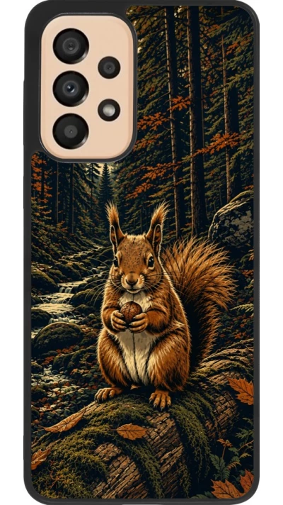 Samsung Galaxy A33 5G Case Hülle - Silikon schwarz Linocut Eichhörnchen