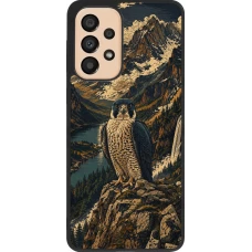 Samsung Galaxy A33 5G Case Hülle - Silikon schwarz Linocut Wanderfalke